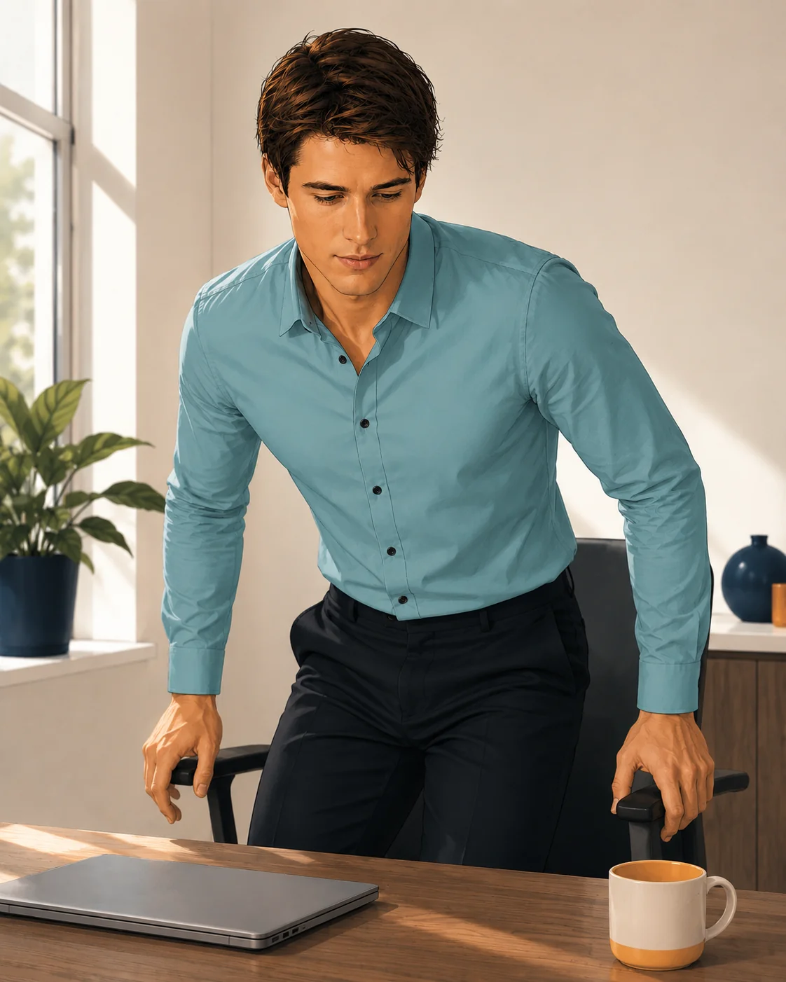 person taking a two-minute movement break at a desk